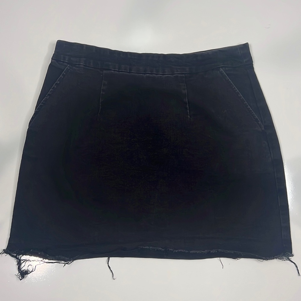 Black denim skirt
